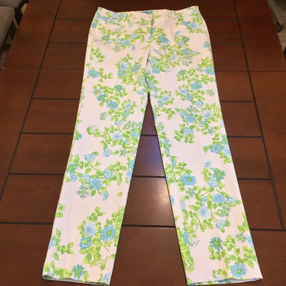 NWT J. McLaughlin slim fit Dixie print floral size 12 blue flowers
